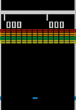 Screenshot of Breakout gameplay