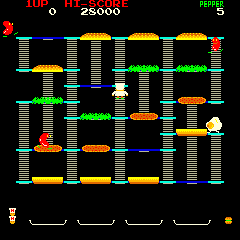 Screenshot of Burger Time gameplay