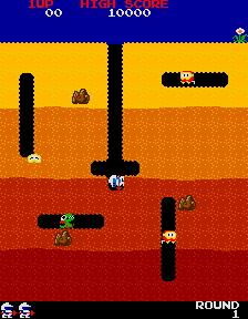 Screenshot of Dig Dug gameplay