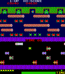 Screenshot of Frogger gameplay