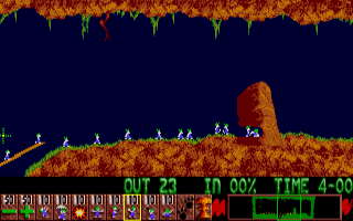 Screenshot of lemmings gameplay