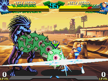 Screenshot of Marvel Super Heroes vs. Street Fighter gameplay
