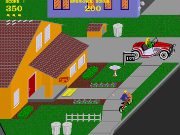 Screenshot of Paperboy gameplay