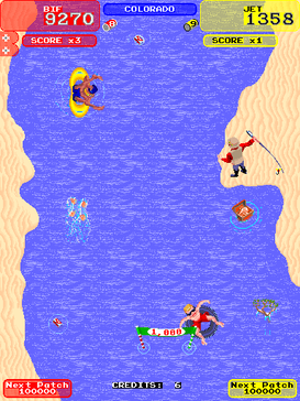 Screenshot of Toobin' gameplay