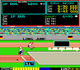 Screenshot of Track and Field gameplay